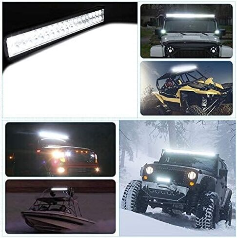 YITAMOTOR 21 بوصة شريط إضاءة للطرق الوعرة بقعة الفيضانات LED بار مقاوم للماء صف مزدوج LED ضوء العمل مع تسخير الأسلاك متوافق للشاحنة، 4X4، ATV، قارب، جيب، شريط إضاءة LED 120 وات أبيض in Kuwait