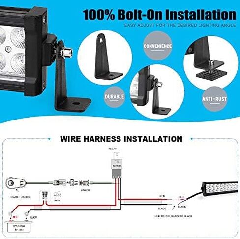 YITAMOTOR 21 بوصة شريط إضاءة للطرق الوعرة بقعة الفيضانات LED بار مقاوم للماء صف مزدوج LED ضوء العمل مع تسخير الأسلاك متوافق للشاحنة، 4X4، ATV، قارب، جيب، شريط إضاءة LED 120 وات أبيض in Kuwait
