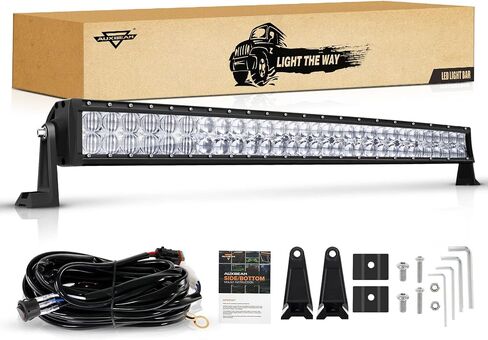 32 Inch LED Light Bar Curved, Auxbeam 180W Spot Flood Combo Beam Offroad Driving Lights with 5D Reflectors, 18000LM Off Road Fog Light with 12V DT Wiring Harness Kit for Jeep Pickup Trucks SUV ATV UTV in Saudi Arabia