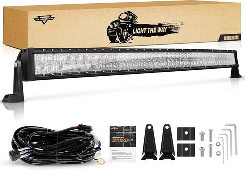 32 Inch LED Light Bar Curved, Auxbeam 180W Spot Flood Combo Beam Offroad Driving Lights with 5D Reflectors, 18000LM Off Road Fog Light with 12V DT Wiring Harness Kit for Jeep Pickup Trucks SUV ATV UTV in Saudi Arabia
