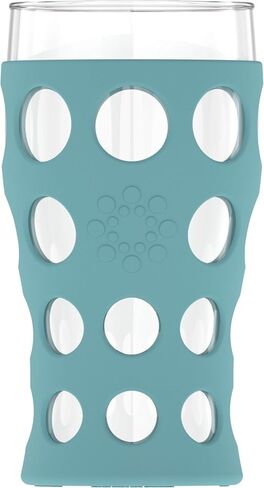 Lifefactory 20 أونصة خالية من مادة BPA للأماكن المغلقة/الخارجية من زجاج المشروبات الواقي من السيليكون، عبوتان، أرجواني مترب in Kuwait