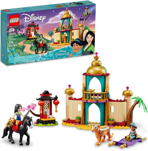 LEGO Disney Princess Jasmine and Mulan Adventure 43208 Palace Set, Aladdin & Mulan Buildable Toy with Horse and Tiger Figures, Gifts for Kids, Girls & Boys in Saudi Arabia