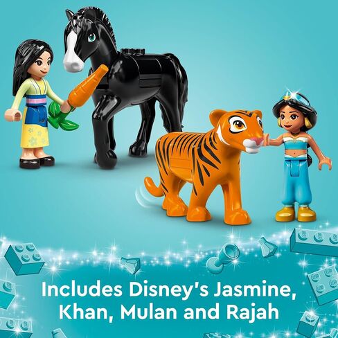 LEGO Disney Princess Jasmine and Mulan Adventure 43208 Palace Set, Aladdin & Mulan Buildable Toy with Horse and Tiger Figures, Gifts for Kids, Girls & Boys in Saudi Arabia