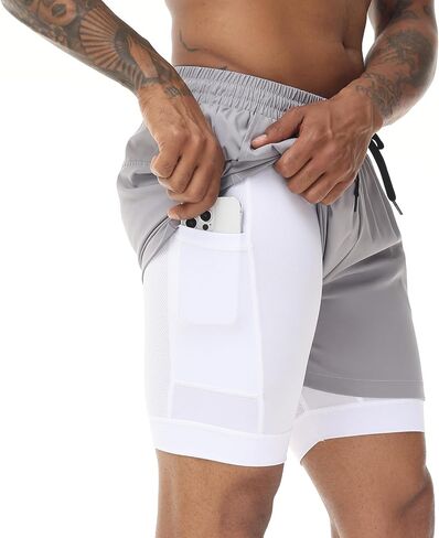 Muscle Killer Men's 2 in 1 Running Shorts Quick Dry Gym Athletic Shorts with Liner Workout Short for Men with Pockets in Saudi Arabia