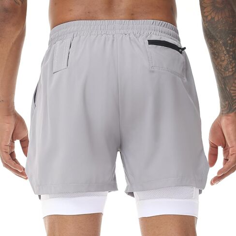 Muscle Killer Men's 2 in 1 Running Shorts Quick Dry Gym Athletic Shorts with Liner Workout Short for Men with Pockets in Saudi Arabia