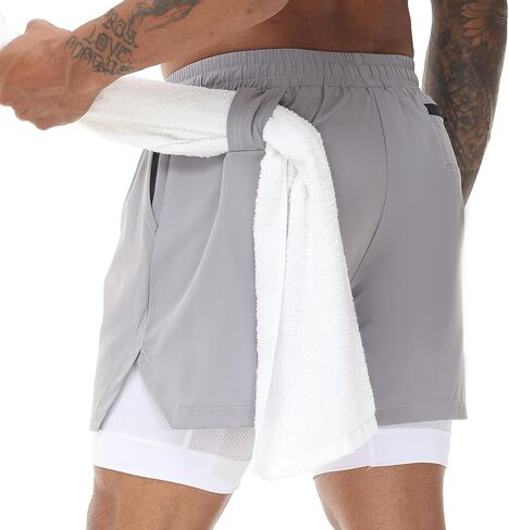 Muscle Killer Men's 2 in 1 Running Shorts Quick Dry Gym Athletic Shorts with Liner Workout Short for Men with Pockets in Saudi Arabia