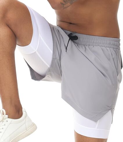 Muscle Killer Men's 2 in 1 Running Shorts Quick Dry Gym Athletic Shorts with Liner Workout Short for Men with Pockets in Saudi Arabia