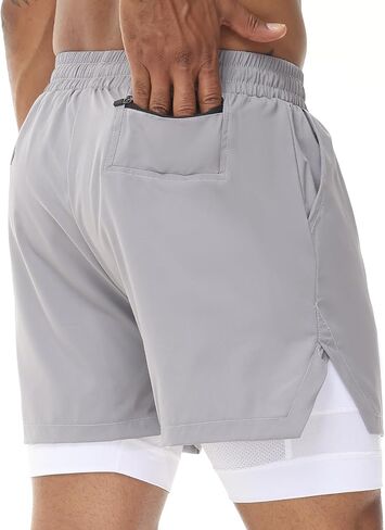 Muscle Killer Men's 2 in 1 Running Shorts Quick Dry Gym Athletic Shorts with Liner Workout Short for Men with Pockets in Saudi Arabia