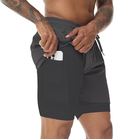 Muscle Killer Men's 2 in 1 Running Shorts Quick Dry Gym Athletic Shorts with Liner Workout Short for Men with Pockets in Saudi Arabia