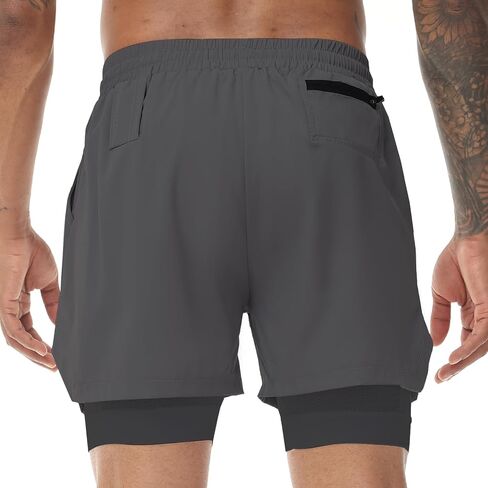 Muscle Killer Men's 2 in 1 Running Shorts Quick Dry Gym Athletic Shorts with Liner Workout Short for Men with Pockets in Saudi Arabia