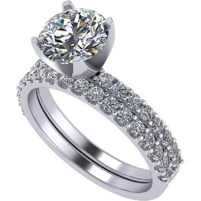 NANA Jewels 2.00ct Pure Brilliance Zirconia Engagement Ring Wedding Set Round Brilliant Cut Solitaire in Silver Size 5.5