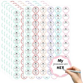 600 Pcs Pronoun Stickers My Pronoun are Labels Pronouns Name Badges Stickers 1 Inch They Them Gender Identity Labels He Him She Her Name Tag Stickers for Kids Boys Girls Party Conference Planner