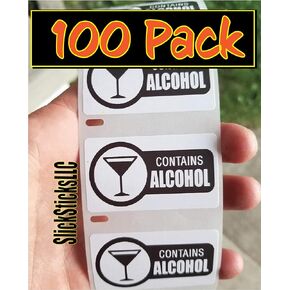 100PCS Contains Alcohol Stickers Bulk Warning Labels Stickers Sticker Label