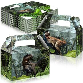 Dinosaur Treat Boxes Dinosaur Party Favor Boxes Dinosaur Theme Party Decorations Candy Boxes Goodie Gift Boxes for Kids Boys Girl Dino Birthday Presents Decorations Supplies, Medium Size (24 Pieces)