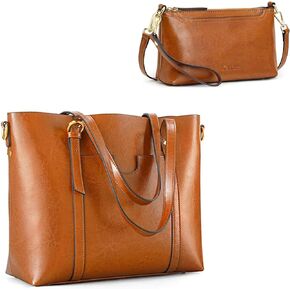 Kattee Leather Tote Bags Bundle with Small Leather Crossbody Bags for Women