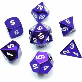 Bescon 7pcs Set Heavy Duty Metal Dice Set Glossed Color of Purple, Colorful Solid Metallic Polyhedral D&D Dice Set Violet