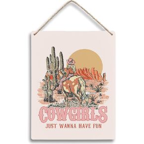 FUGWN Cowgirls Just Wanna Have Fun Cowgirl Wooden Signs 8x10, Western Wall Decor, Cowgirl Room Decor, Pink Western Decor, Western Room Decor, Preppy Wall Decor, Cowgirl Gifts