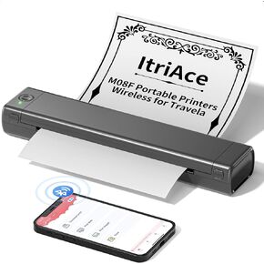 Portable Printers Wireless for Travel, M08F Thermal Bluetooth Printer, Compact Mobile Inkless Printer Compatible with Phone and Laptop, Support 8.5" X 11" US Letter for Office, Home, School