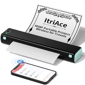 Portable Printers Wireless for Travel, M08F Thermal Bluetooth Printer, Compact Mobile Inkless Printer Compatible with Phone and Laptop, Support 8.5" X 11" US Letter for Office, Home, School