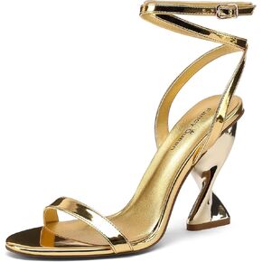 Gold Heels for Women Sexy Lace Up Strappy Sandals Heels with Special Sparkly Heel Fashionable Weddings