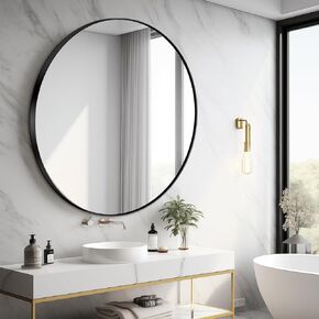 Bathroom Mirrors Vanity Mirror for Wall - 36"x36" Matte Rounded Rectangle Mirror with Brushed Rimmed Decorative Premium Stainless Steel Frame Large Mirror Silver