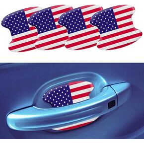4 PCS Car Door Handle Stickers, American Flag Paint Protection Film, Anti Scratches Stickers, Waterproof Automotive Decoration, Universal for Most Cars, Trucks, SUVs (Black)