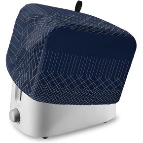 Navy Blue White Geometric Toaster Cover 4 Slice, Large Kitchen Appliance Covers, Modern Herringbone Abstract Art Toaster Oven Cover with Loop, Bread Machine Cover Polyester Dust Cover Protection