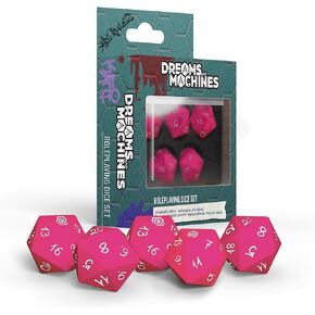 Modiphius Entertainment: Dreams and Machines: Dice Set - Hot Pink - 5 d20 RPG Dice Set, Roleplaying Accessory