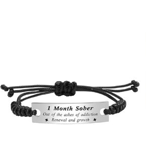 1 Month Sobriety Gifts - Out of The Ashes of Addiction Adjustable Bracelet Sober Gift - 1 Month Addiction Recovery Gift AA Bracelet NA Bangle Gift