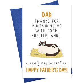 Cat Dad Fathers Day Card Funny Father's Day Card for Cat Dad from Wife Cat Dad Gifts for Men Fathers Day Gift Card for Dad Papa from Cat Happy Fathers Day Greeting Card with Envelope