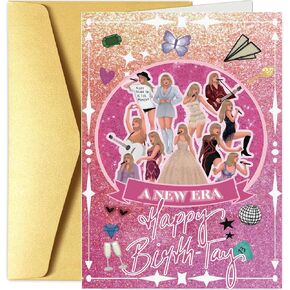 Funny Birthday Card Styles for Taylor Fans- Singer Happy Birthtay Foldable Bling Style - Great Sweet Birthday Gifts for Women Girls Her Him Men for Fans - Includes 5x7 Birthday Card with Envelope for Swiftes