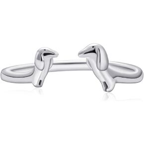 Corgi/Dachshund Ring for Women 925 Sterling Silver Adjustable Dog Ring Dachshund/Corgi Jewelry Gifts for Dog Lovers