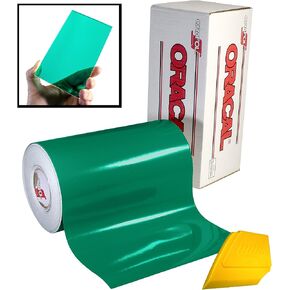 ORACAL 8300 Transparent Green 12" x 24" Colored Window Tinting Vinyl Roll Including Hard Yellow Detailer Squeegee (1 Roll Pack)