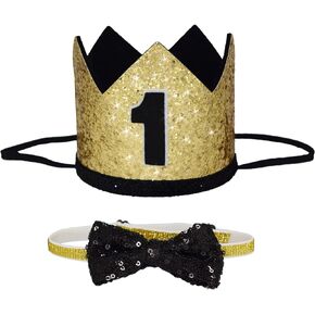 Mr One-Derful First Bday Crown & Bow Tie Set Baby Boys 1st Smash Cake Hats