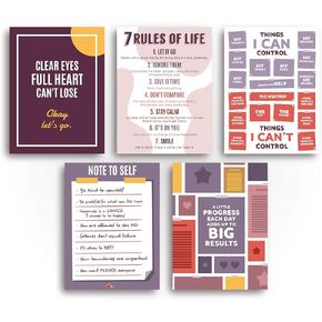 Sproutbrite - اقتباسات ملهمة هدايا ديكور الحائط للنساء والرجال - ملصقات لمعلمي المدارس الثانوية البالغين، ملصقات تحفيزية مخطط للتوعية بالصحة العقلية للمكتب المنزلي وغرفة النوم وغرفة المعيشة in Kuwait