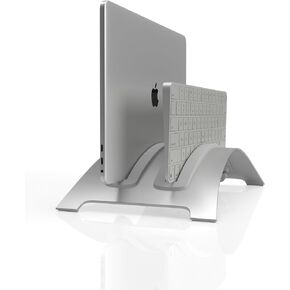 | DualBridgeStand for MacBook and iPad | Aluminum Vertical Laptop Desk Stand (Silver)