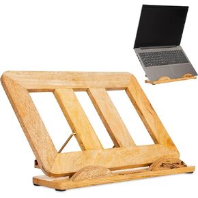 Wooden Ergonomic Laptop Stand – Laptop Holder for MacBook and Other Laptops | Wooden Office Desk Accessories Up to 17.3" (Sheesham Wood)