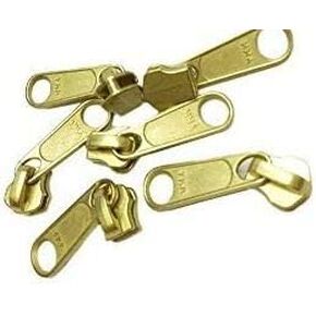 YKK® - Zipper Repair Kit Solution, 5 Brass Metal Your Choice of Fancy Pulls of YKK® #5 Brass Slider Made in USA - 12 Pulls Per Pack (Handbag Long Pull Non Lock Slider)