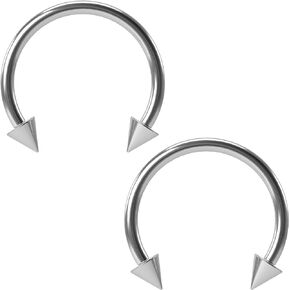2pc 16g Surgical Stainless Steel Rose Gold Horseshoe Hoop 5mm Spike Circular Barbells Earrings Cartilage Helix Septum Nose Lip Rings (choose Color, Gauge, Diameter)