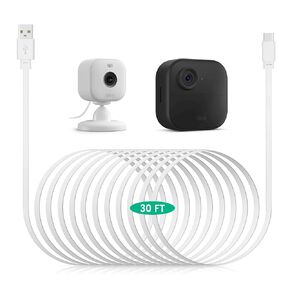 weishan 30ft USB C Power Extension Cable Compatible with Blink Mini 2 and Blink Outdoor 4 Security Camera - 9m Long Flat Charging Cord, White