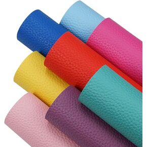 8 Pieces 8x12 Inch Bright Color Litchi Grain Texture Faux Leather Sheets Including 8 Color Leather Sheets for Leather Bows and Earrings Making LiZhiWen-8PcsA4Bright