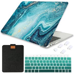 MacBook Air 13 Inch Case 2020 2019 2018 Release Model A1932 A2179 A2337 M1, Durable Hard Case Cover with Laptop Sleeve & Keyboard Cover for Mac Air 13.3 with Retina Touch ID, Marble 8