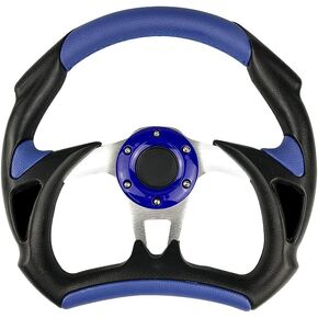 Universal Fit 320mm/12.5 inch Diameter Racing Style Leather Steering Wheel Interior Steering Wheel (Black)