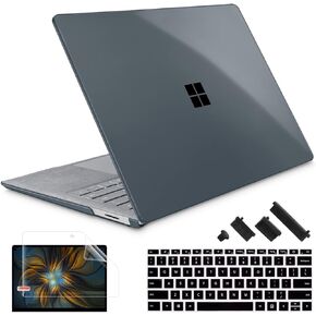 لجهاز Microsoft Surface Laptop 3/4/5 مقاس 13.5 بوصة مع مسند راحة اليد Alcantara فقط موديلات إصدار 2019 2021 2022: 1867/1958/1959، حافظة بلاستيكية صلبة مع غطاء لوحة مفاتيح، أرجواني لامع