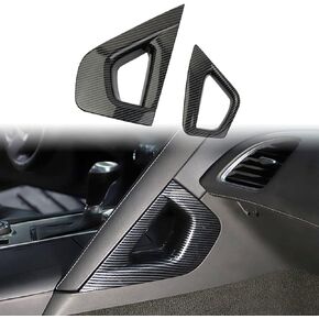 Korlot Carbon Fiber Central Gear Panel Side armrest Cover Trims for Chevrolet Corvette C7