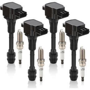 UF350 Ignition Coil & 4505 Double Iridium Spark Plug 2002-2006 Nissan Altima,2002-2008 Nissan Sentra,2002-2013 X-Trail 2.5L L4 Replaces# 5C1395, C1398,22448-8H310, 22448-8H315,224488H311,22448-8H300