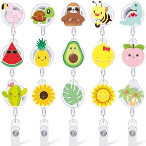 15 Pcs Acrylic Nurse Badge Reel Retractable Badge Holder Funny Cute ID Name Badge Holder with Clip for Doctors Nurses Teachers Students School Office Supplies