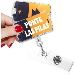 TOUNER I'm Nicer Than My Face Looks Funny Sarcastic Badge Reel with Orange Glitter, Retractable ID Clip Holder for Nurses Doctors Teachers Leader Social Worker, Nurses Day Gift for RN LPN CAN