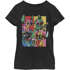 Disney Lilo Grunge Stitch Girl's Solid Crew Tee