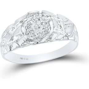 Jewels By Lux Sterling Silver Or Yellow-Tone Sterling Silver Mens Round Diamond Cluster Ring 1/20 Cttw, Mens Size: 7-13